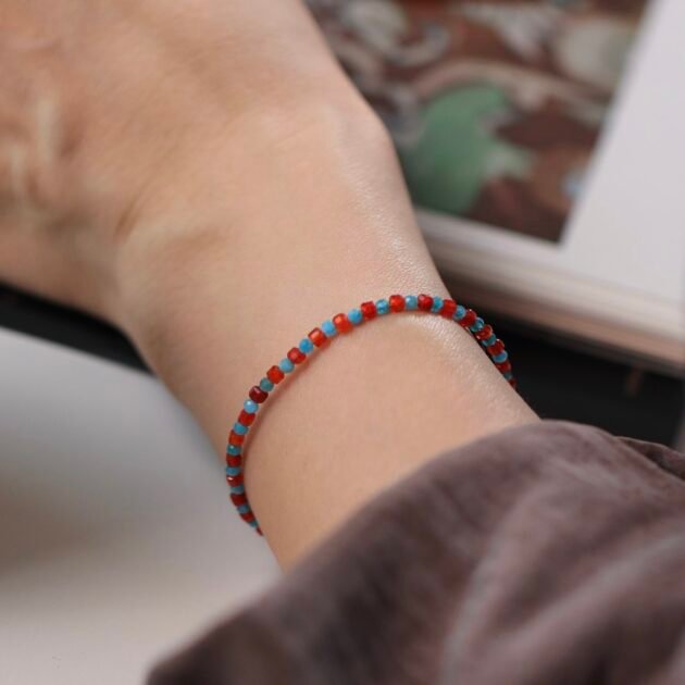 Red Agate & Blue Apatite Harmony Bracelet<br><br> 雲錦 Yún Jǐn - Image 3