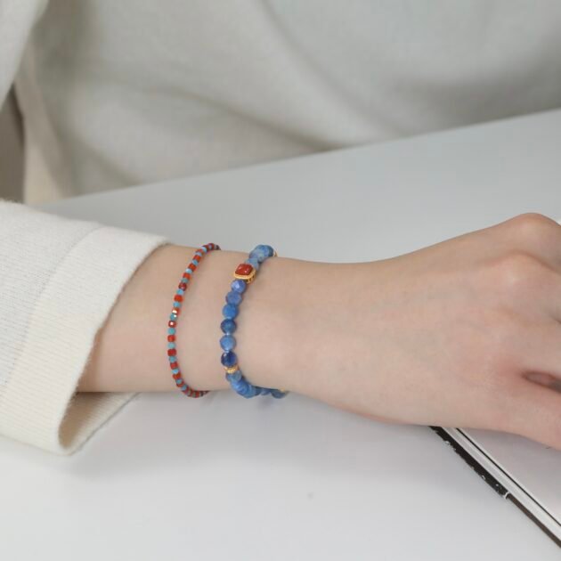 Red Agate & Blue Apatite Harmony Bracelet<br><br> 雲錦 Yún Jǐn - Image 4
