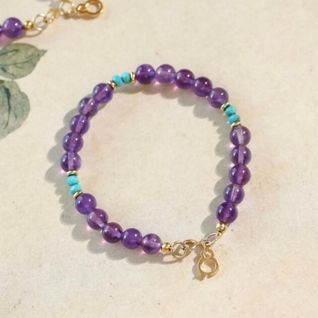 Amethyst & Turquoise Bracelet<br><br>Wisteria (藤萝, Téng Luó) - Image 2