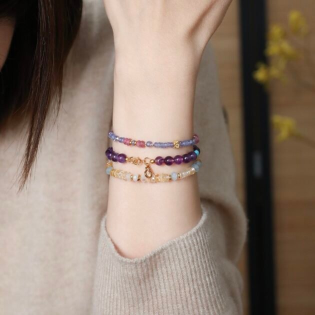 Amethyst & Turquoise Bracelet<br><br>Wisteria (藤萝, Téng Luó) - Image 3