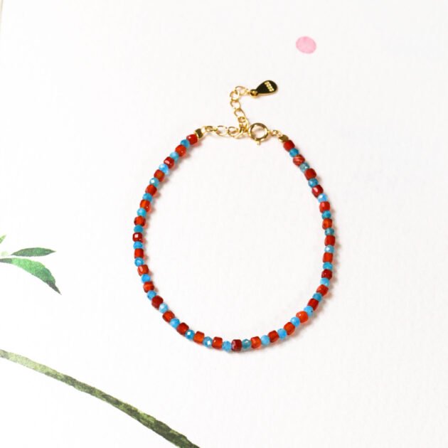 Red Agate & Blue Apatite Harmony Bracelet<br><br> 雲錦 Yún Jǐn - Image 5